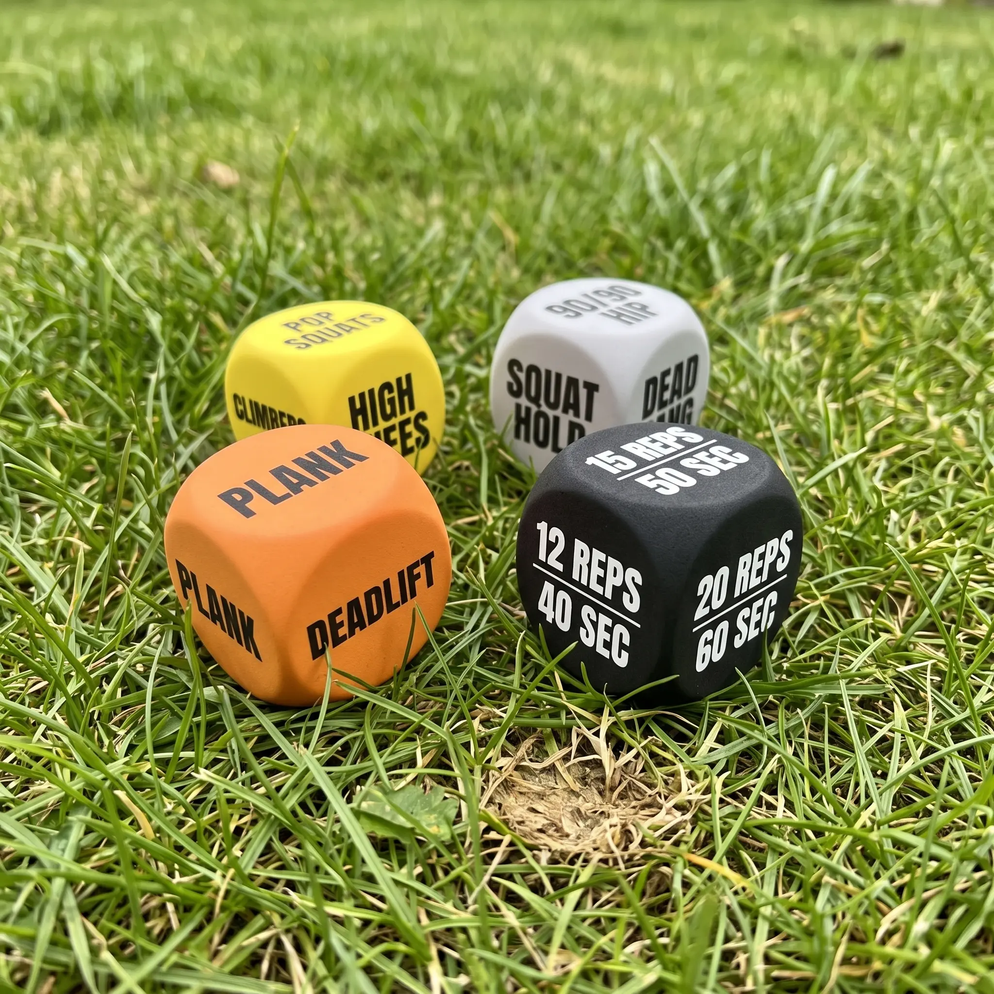 The four dice on grass